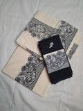 Kerala Settu Mundu with Design Border & Black Blouse Piece