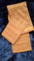 Mustard Yellow Sungudi Cotton Saree with Golden Checks