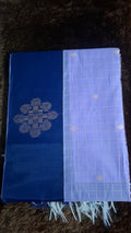 Lavender and Navy Blue Cotton Silk Saree with Blouse /CS005