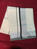 Kerala Kasavu Saree – Silver Kasavu with Black Kara & Check Pattern